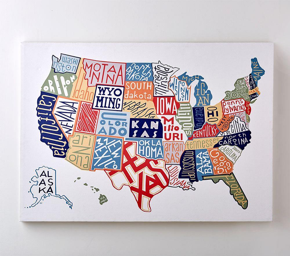USA Map Canvas Art